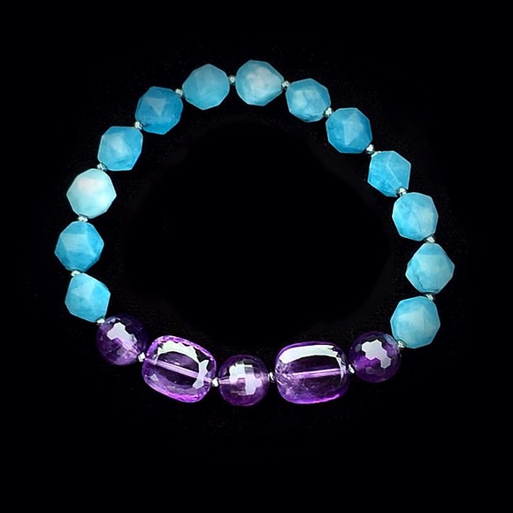 Aquamarine & Amethyst Bracelet! - Picture 3 of 6